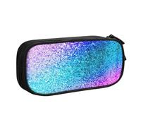 LONGZEHAO Grande capacità Glitter Sequin Spot stampa Pencil Case, doppio strato cerniera matita box trucco Pouch Organizer