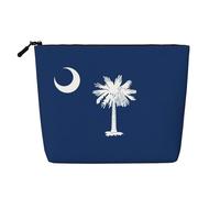 Longzehao Grande capacità South Carolina Flag Print Fake Hemp,Makeup Bag,Travel Bag Pouch,Toiletry Bag Bag con Zipper., Nero, Taglia Unica, Nero, One Size