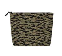 Longzehao Grande capacità Tiger Stripe Camo Print Fake canapa, borsa per il trucco, borsa da viaggio, borsa da toilette con cerniera.