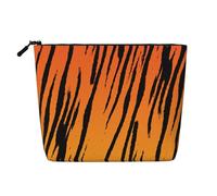 Longzehao Grande capacità Tiger Stripe stampa canapa finta, borsa per il trucco, borsa da viaggio, borsa da toilette con cerniera.