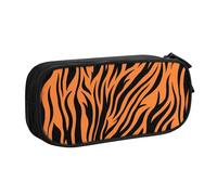 Longzehao Grande capacità Tiger Stripes Orange Pattern Print Pencil Case, doppio strato cerniera matita box trucco Pouch Organizer
