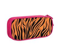 Longzehao Grande capacità Tiger Stripes Orange Pattern Print Pencil Case, doppio strato cerniera matita box trucco Pouch Organizer