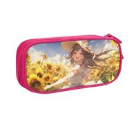 LONGZEHAO Grande capacità You are My Sunshine Sunflower3, astuccio con stampa a doppio strato con cerniera per matite e trucchi