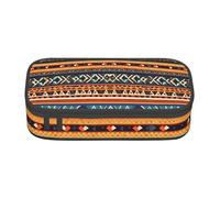 Longzehao Grande capienza compartimento African National Patterns Stampa matita caso Sacchetto di immagazzinaggio per forniture per ufficio, Nero, One Size, Art Deco