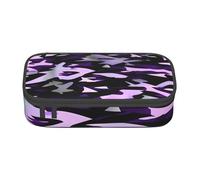 Longzehao Grande capienza scomparto American Camouflage viola stampa matita caso di stoccaggio per forniture per ufficio, Nero, One Size, Art Deco