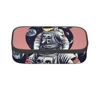 Longzehao Grande capienza scomparto Astronaut on The Moon 1 Stampa astuccio per cancelleria per ufficio, Nero, One Size, Art Deco