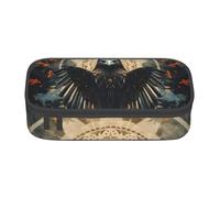 Longzehao Grande capienza scomparto Bird Pattern1 stampa astuccio per forniture per ufficio, Nero, One Size, Art Deco