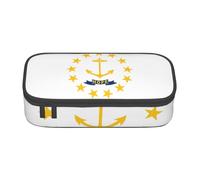 Longzehao Grande capienza scomparto Rhode Island State Flag Print Pencil Case Storage bag per forniture per ufficio, Nero, One Size, Art Deco
