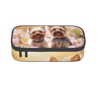 Longzehao Grande capienza scomparto Yorkie Floral3 stampa astuccio per cancelleria da ufficio, Nero, One Size, Art Deco