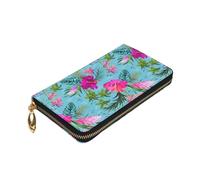 Longzehao Hello Hawaii Print Premium Leather Zip Around Wallet per uomini e donne copertina libretto degli assegni blocco RFID