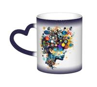 Longzehao Intelligenza Artificiale Cervello Stampa Ceramica Cambia Colore Tazza nel Cielo, Tazze che Cambiano Il Calore Tazze Tazza Caffè Tazza Tè.
