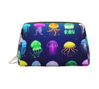 Longzehao Jellyfish ocean Print Leather Zipper Makeup Bag Cosmetic Pouch Travel Organizer Toiletry Clutch, Bianco, Taglia Unica, Bianco, One Size