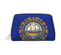 Longzehao New Hampshire State Flag Print Leather Zipper Makeup Bag Cosmetic Pouch Travel Organizer Toiletry Clutch, Bianco, Taglia Unica, Bianco, One Size
