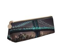 Longzehao New York Manhattan Bridge Night Print Semplice triangolare portapenne borsa di immagazzinaggio per forniture per ufficio, cosmetici, articoli da toeletta, Bianco, One Size, Art Deco