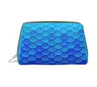 Longzehao Ocean Sea Blue Mermaid Fish Scale Print Leather Zipper Makeup Bag Cosmetic Pouch Travel Organizer Toilette Clutch, Bianco, Taglia Unica, Bianco, One Size