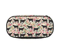 LONGZEHAO Pink Flower Show Steer Mucche Bestiame Stampa Semplice rettangolo Penna sacchetto di immagazzinaggio per forniture per ufficio, cosmetici, articoli da toeletta