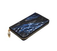 Longzehao Portafoglio americano sottile con stampa bandiera blu in pelle di alta qualità con cerniera intorno al portafoglio per uomini e donne copertina libretto degli assegni blocco RFID