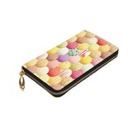 Longzehao Portafoglio in pelle di alta qualità con stampa gelato, con cerniera intorno, per uomini e donne, copertina per libretto degli assegni con blocco RFID