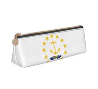Longzehao Rhode Island State Flag Print Semplice triangolare portapenne borsa portaoggetti per forniture per ufficio, cosmetici, articoli da toeletta, Bianco, One Size, Art Deco