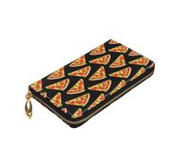 Longzehao Tasty Pizza Stampa Premium Pelle Zip Around Portafoglio per Uomini e Donne Copertina Libro degli assegni Blocco RFID