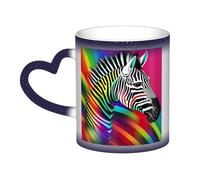 Longzehao Tazza in ceramica colorata con stampa arcobaleno zebra che cambia colore nel cielo, tazze che cambiano il calore tazza da caffè tazza da tè.