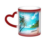 Longzehao Tazza in ceramica con stampa a tema oceano tropicale che cambia colore nel cielo, tazze che cambiano il calore tazza da caffè tazza da tè.