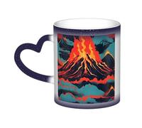Longzehao Tazza in ceramica con stampa vulcano che cambia colore nel cielo, tazze che cambiano il calore tazza da caffè tazza da tè.