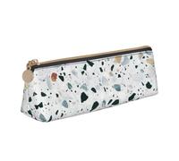 Longzehao Terrazzo Marble - Astuccio portamatite semplice a triangolo con stampa pastello per forniture da ufficio, cosmetici, articoli da toeletta, bianco, taglia unica, Bianco, One size, Art Déco