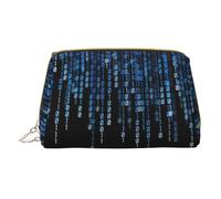 Longzehao The Blue Binary Print - Trousse in pelle con cerniera per cosmetici, organizer da viaggio, per articoli da toeletta, colore bianco, taglia unica, Bianco, One Size