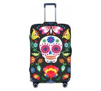Longzehao Travel Elastic Luggage Cover,Sugar and Skulls and Flowers Print Valigia copertura di protezione caso con cerniera., bianco, X-Large