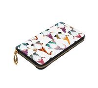 Longzehao Xmas Funny Gnomes Print Premium Leather Zip Around Wallet per uomini e donne libretto degli assegni blocco RFID