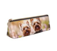 Longzehao Yorkie Floral3 Stampa Semplice Triangolare Penna caso Borsa di Immagazzinaggio per Ufficio Forniture Cosmetici Articoli da toeletta, Bianco, One Size, Art Deco