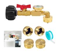 Longzhuo Adattatore di ricarica per gas propano con regolatore del gas e manometro, indicatore di livello per serbatoi da 20 lb a 1 lb, riduttore di pressione per barbecue a gas, compatibile con tipo