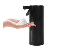 Longzhuo Distributore automatico di sapone in schiuma senza contatto, con sensore automatico, dispenser a 4 velocità per bagno, cucina, uso pubblico (Nero, Schiuma)
