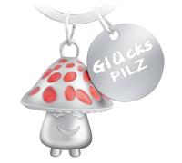 LongZYU Portachiavi Auto Portafortuna in Metallo Sorridente Ciondolo Portafortuna Auto Buona Fortuna Regalo per Donne Fidanzate Uomo con Cartellino - Forma di Fungo