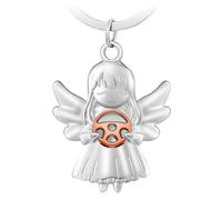 LongZYU Portachiavi con Angelo Custode Sorriso con Volante Ciondolo Portafortuna Auto Grazioso Angelo Custode Auto in Metallo per Donne Uomo Patente di Guida Regalo Guida con Attenzione Buona Fortuna