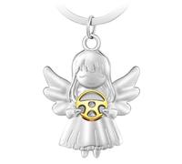 LongZYU Portachiavi con Angelo Custode Sorriso con Volante Ciondolo Portafortuna Auto Grazioso Angelo Custode Auto in Metallo per Donne Uomo Patente di Guida Regalo Guida con Attenzione Buona Fortuna