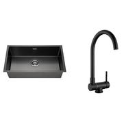 Lonheo Lavello da cucina 74 x 44 cm nero+rubinetto cucina pieghevole Uform nero