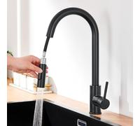 Rubinetto Cucina con Doccetta Estraibile, Lonheo Miscelatore Cucina Nero con Doccetta in Acciaio Inox, 2 Modalità, Girevole a 360°, Disponibile Freddo e Caldo