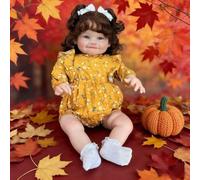 Lonian 24 Pollici Bambole Reborn Ragazze Realistico Silicone Bambino Realistico Bambini Ragazzi che Guardano la Vita Reale Neonato Bambino Occhi Aperti (Giallo)