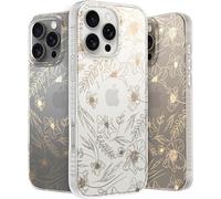 LONLI Hue - Custodia per iPhone 16 Pro Max - Custodia Flora Dorata con [4 Angoli Ammortizzati Airbag] - Carina, Unica ed Estetica, Cover Antishock per Donne e Ragazze