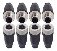 Lonlonty 4 Set Connettore M12 8 Pin Maschio Femmina, Attuatore Aviazione Spina, M12 8 Poli IP67 Impermeabile