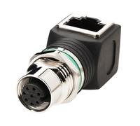 Lonlonty Adattatore M12 Ethernet a RJ45, codice M12 8 pin A Femmina a RJ45, spina ad angolo retto, adattatore impermeabile schermato per applicazioni esterne e industriali