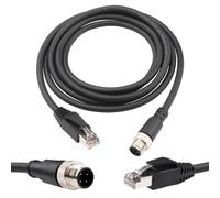 Lonlonty Cavo internet M12 a 4 pin da maschio a RJ45 Cat5e Ethernet Cable nero 2PR/26AWG Lan Cable High Speed 1000 MHz for Industrial Automation Control Fieldbus 2 m