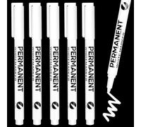 Lonnalee 5 pennarelli bianchi permanenti, penna bianca impermeabile e ad asciugatura rapida, pennarello bianco indelebile, per legno, plastica, pietra, vetro, pelle, metallo, tela
