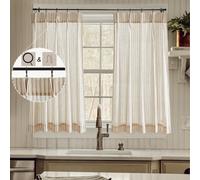 LONON HOME CAFE tende da 36 pollici di lunghezza per il lavandino a strisce a strisce di ticchettio anelli tende lino con ganci set di gessato per so