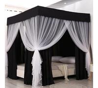 LONONE Baldacchino per Tenda da Letto per Camera da Letto 4 Angoli Post Baldacchino Tende da Letto Zanzariera Telaio da Letto Staffe per Tende per Adulti,Nero,Full