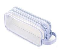Lonrtesw 1 PCS Grid Mesh Pencil Case Clear Pencil Pouch Borsa Trucco Trasparente per Teen Student College Blue