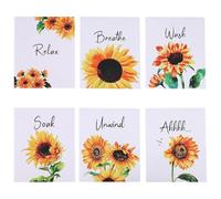 Lonrtesw 6 Pezzi Girasole Bagno Rilassati Immergiti Rilassati Pittura Murale Arte Donne Ragazze College Soggiorno Bagno Nursery