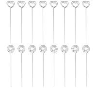 Lonrtesw 60 pezzi di filo metallico Nota Memo Clip titolari di carta Tabella Numero Clip Photo Stand per la decorazione della torta nuziale partito, rotondo e a forma di cuore, argenteo